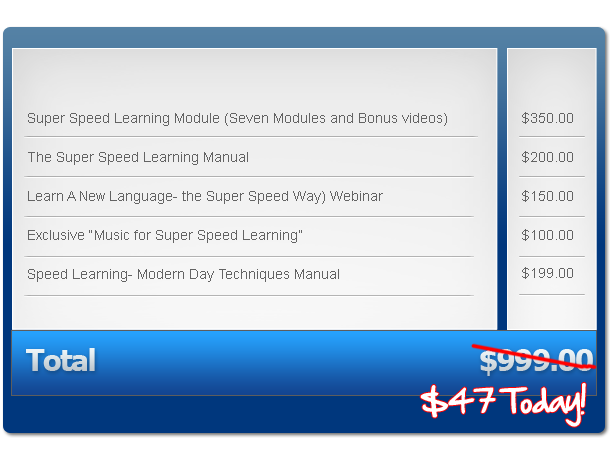 Speed Learning table