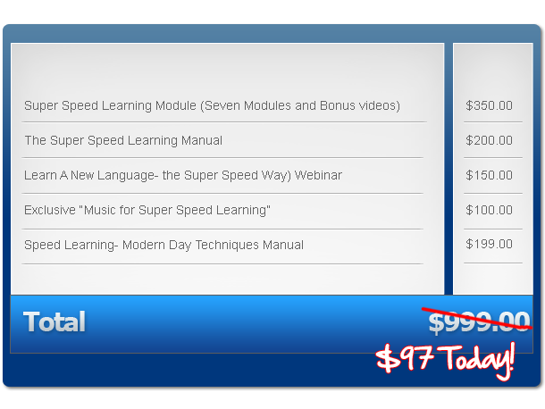 Speed Learning table